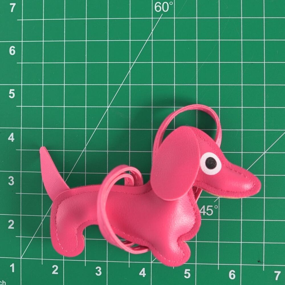 Dachshund Bag Charm Keychain Faux Leather Dog Mom Y2K Cottagecore Fuchsia NWOT - Picture 6 of 10